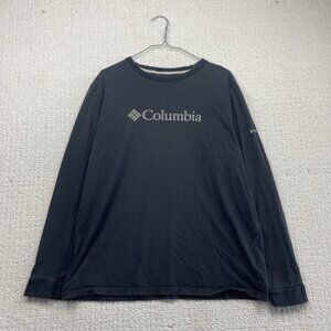 Columbia Shirt Mens Black Long Sleeve Graphic Logo Spellout Outdoors Read